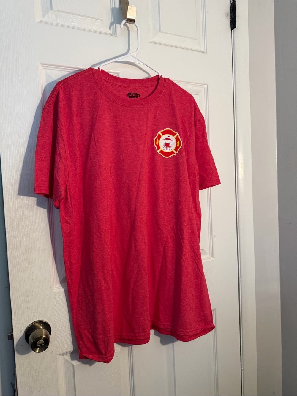 Men's Red Short-Sleeve Crewneck T-Shirt with Baywatch Emblem